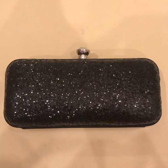 Evening Clutch Black Glitter Handbag Purse - Picture 2 of 8
